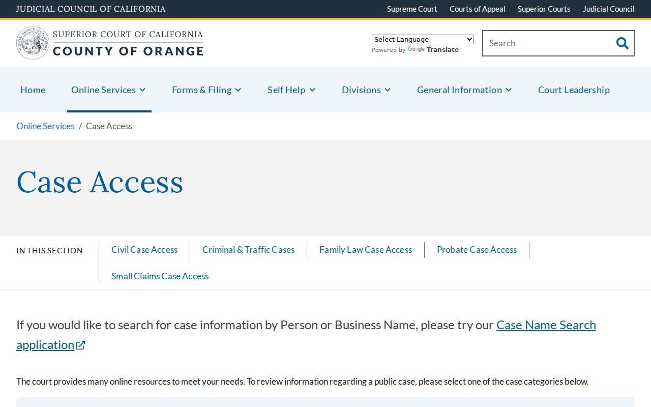 Buena Park residents directory Orange County court case access
