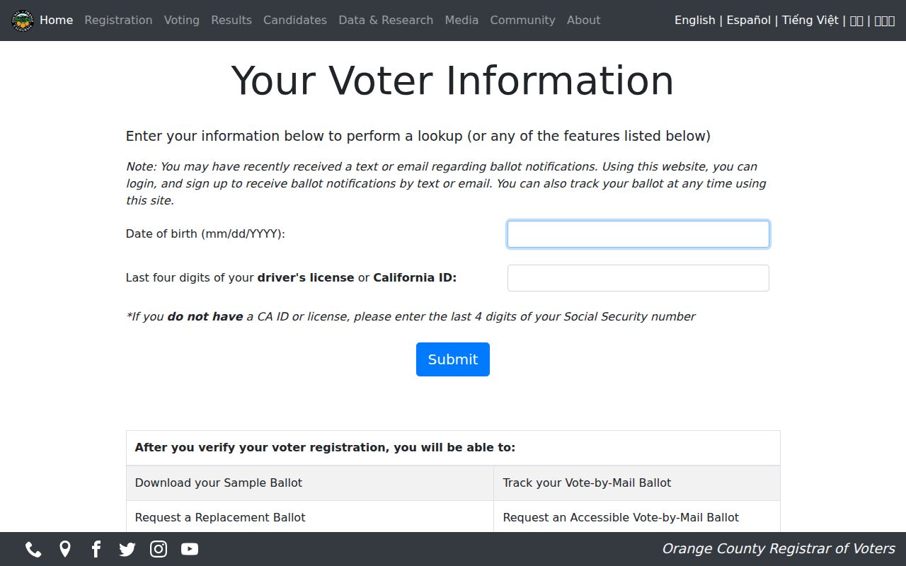 Buena Park residents directory authenticated Orange County voter lookup