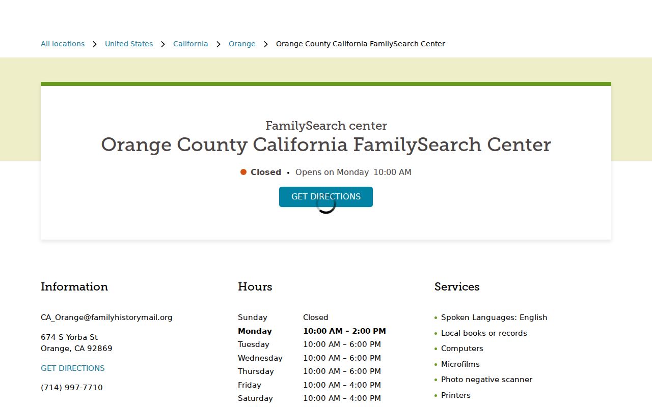 Buena Park previous residents Orange California FamilySearch Center