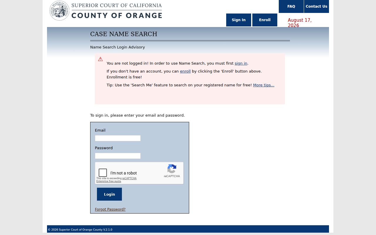 Buena Park resident lookup Orange County paid court name search