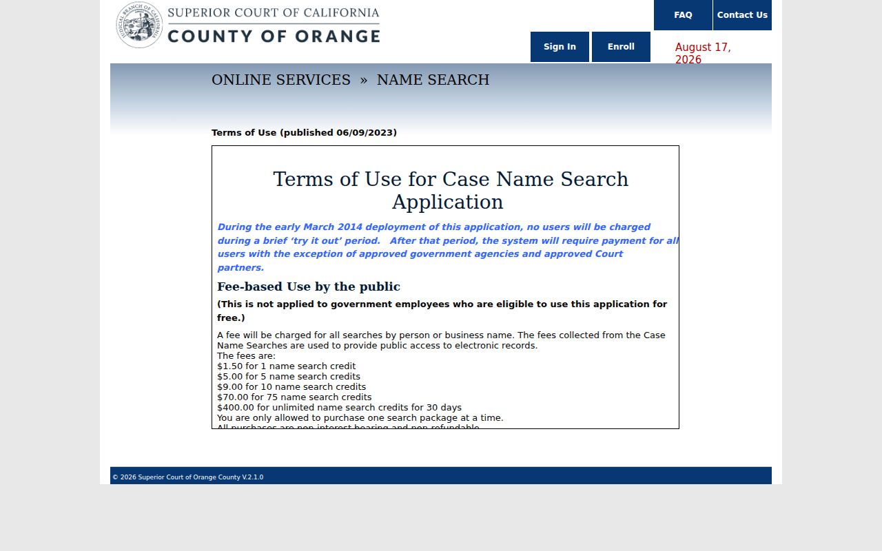 Buena Park resident lookup court name search terms and pricing